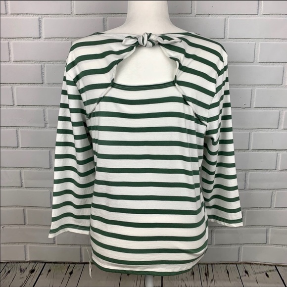 🔥MAISON JULES🔥Striped Top Cut-Out Back Pale Sage/White Large NWT - Picture 4 of 4